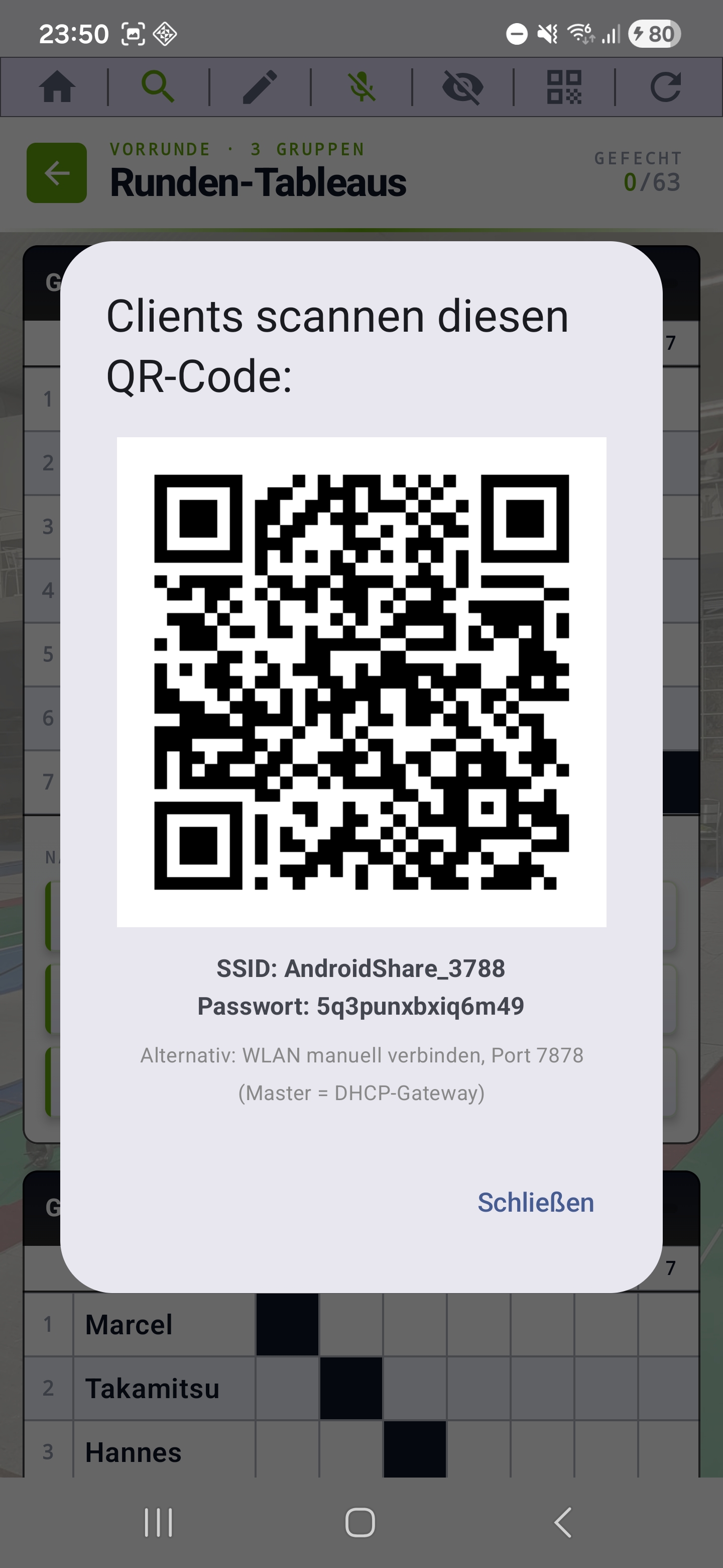 Screenshot: QR-Code zur Verbindung eines Planche-Clients