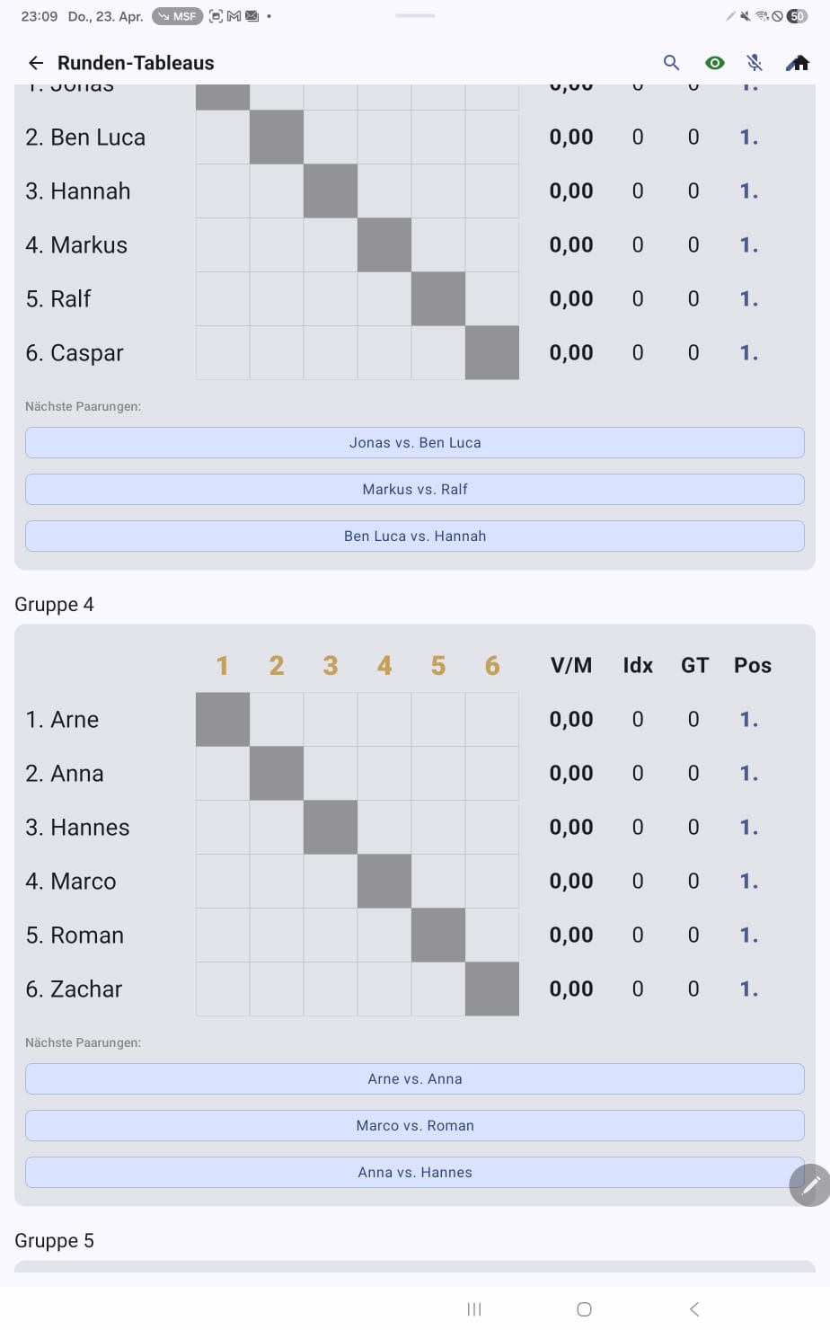 Screenshot: Tableau-Ansicht auf dem Tablet